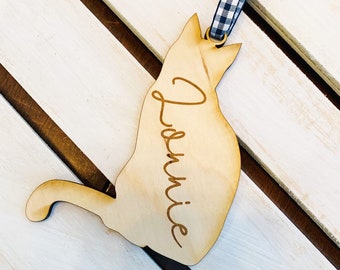 Cat Ornament/ Christmas Ornament/ Personalized Cat Ornament/ Wood Ornament