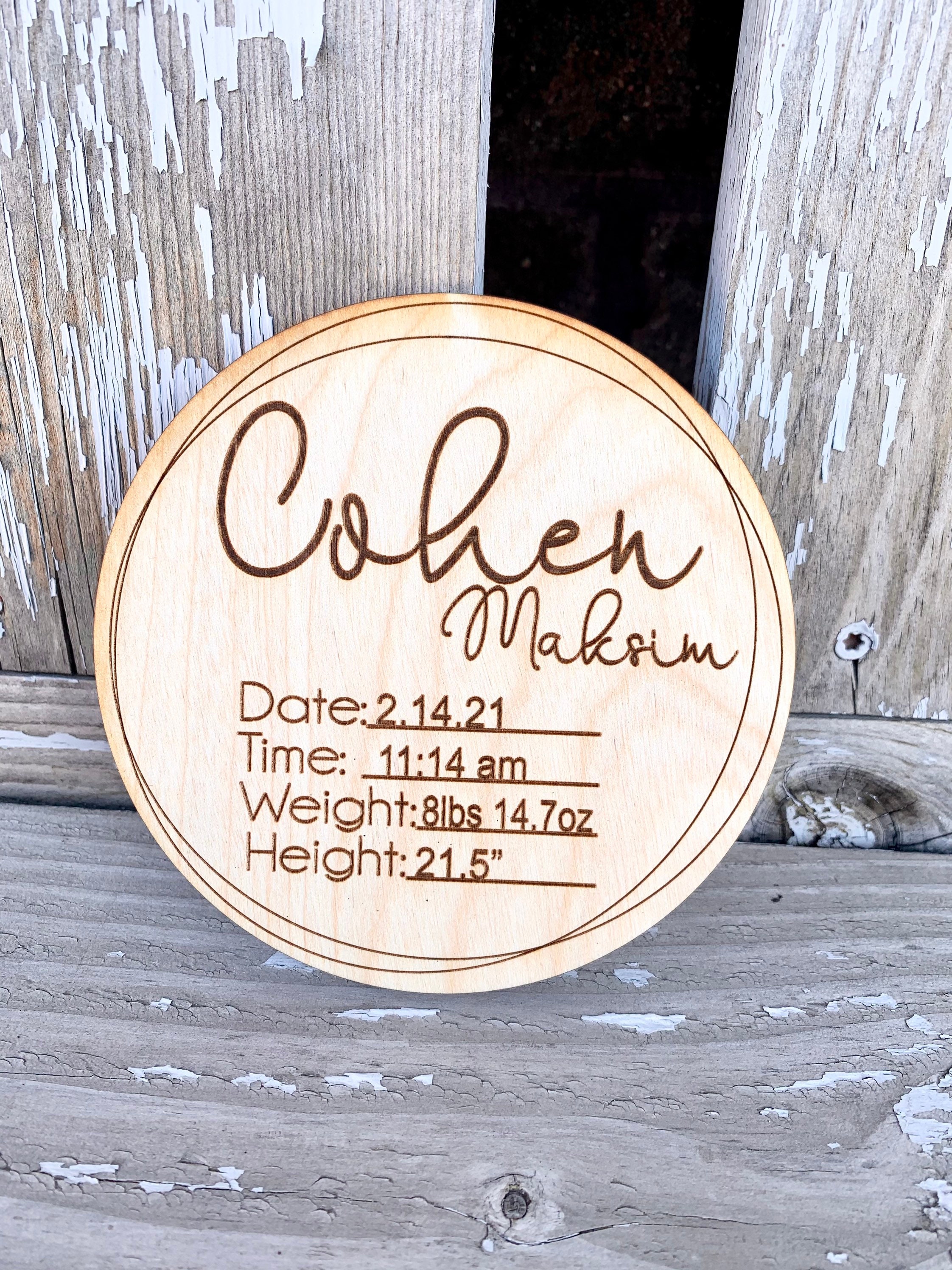 Birth Announcement Sign / Engraved Wooden Name Sign / Birth Statistics ...