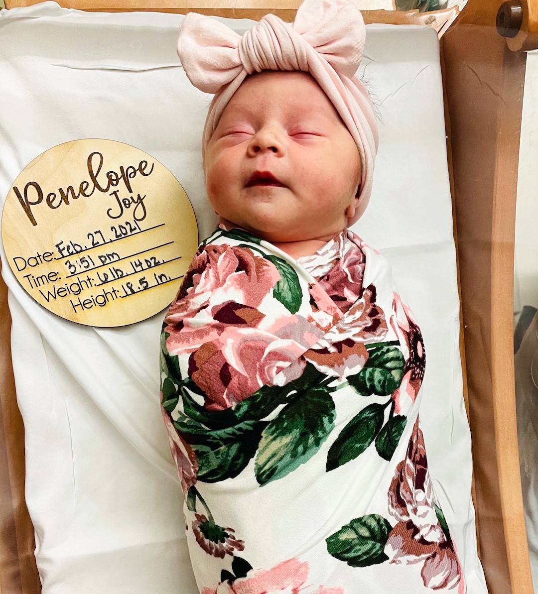 Birth Announcement Sign / Engraved Wooden Name Sign / Birth Statistics