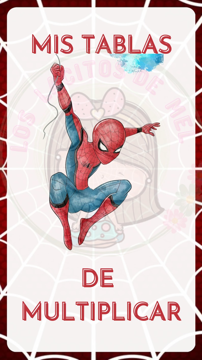 Tablas de Multiplicar SpiderMan Etsy México