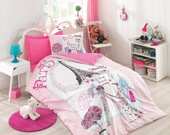 new design 100 cotton paris bedding bicycle and eiffel tower themed singletwin size duvet cover set pink girls bed set girls bedroom - Paris Bedding new design 100 cotton paris bedding bicycle and eiffel tower themed singletwin size duvet cover set pink girls bed set girls bedroom - Paris Bedding