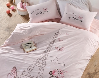 100 cotton paris bedding set eiffel tower themed singletwin and fullqueen size duvet cover set salmon pink girls bed set - Paris Bedding 100 cotton paris bedding set eiffel tower themed singletwin and fullqueen size duvet cover set salmon pink girls bed set - Paris Bedding