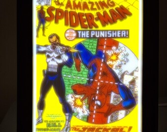 3D Printed Lightbox, Spider-Man 129 Comic Cover, Punisher Lithophane
