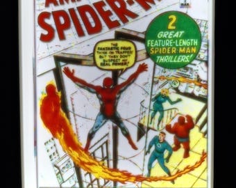 The Amazing Spiderman #1 (1963) Steve Ditko art 1st appearance fan made by 3d printed lightbox led strip backlighted. Usb powered.