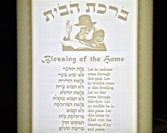 Light box lithophane Lubavitch Rebbe with the blessing for the home Menajem Shneerson (ZL")