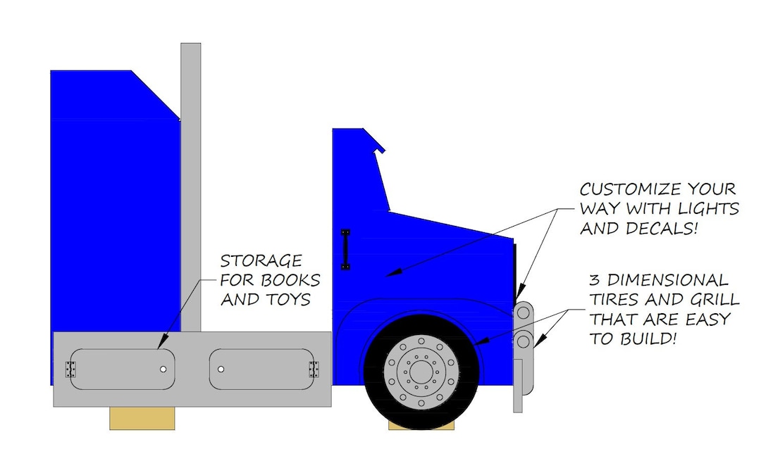 Twin Size Semi Truck Bed PLANS plans Only, Create a Big Rig Themed Bedroom for Your Child