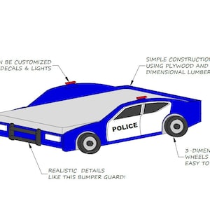 Police Car Bed PLANS (Plans Only), Create a Law Enforcement Themed Bedroom for your Child, Perfect for the DIY Woodworking Enthusiast