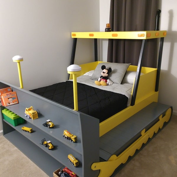 Full Size Bulldozer Bed PLANS (Plans Only), Create a Construction Themed Bedroom for your Child, Perfect for the DIY Woodworking Enthusiast