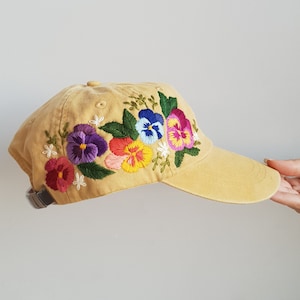 Custom Baseball Cap / Hand Embroidered Hat / Flower Baseball Cap / Floral hat / Colorful hat / Botanical hat / Embroidered Baseball Cap