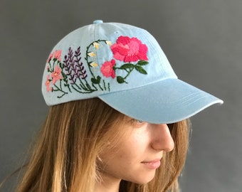 Custom Baseball Cap/ Hat / Baseball Mom Hat / Vintage Baseball Cap / Embroidered Baseball Cap / Gift For Women / Botanical hat / Beach Hat