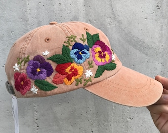 Hand Embroidered Hat, Embroidered Baseball Caps, Custom Embroidered Hat, Floral Embroidered Hat, Embroider Flower Hat, Embroider Hat, Women