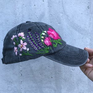 Floral Baseball Hat, Embroidered Hats, Beach Accessories, Summer Baseball Hat Botanical Print, Trendy Hat, Embroidered Hat, Flower Girl Gift