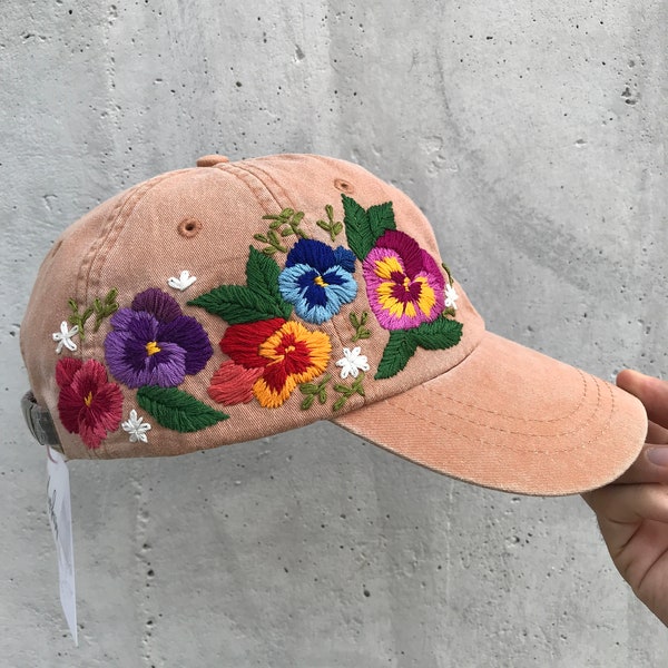 Hand Embroidered Hat, Embroidered Baseball Caps, Custom Embroidered Hat, Floral Embroidered Hat, Embroider Flower Hat, Embroider Hat, Women