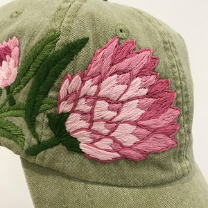 Hand embroidered baseball cap with protea image 9