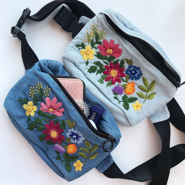 Hip bag, Belt bag, Waist bag, Hip pouch, Belt pouch, Fanny pack, Pocket belt, Crossbody purse, Hand embroidered bag, Hip pack, Gift for her