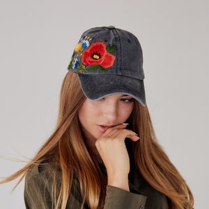 Hand Embroidered Hat, Baseball Cap, Ball Cap, Dad Hat, Custom Embroidery Hat, Floral Embroidery Hat, Flower Dad Hat, Embroider Woman Cap image 2