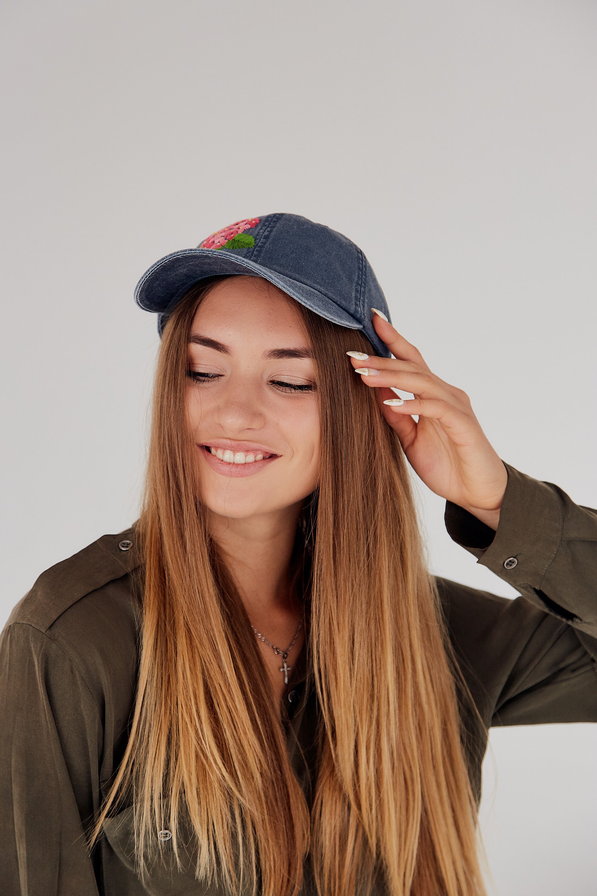 Custom Flower Embroidered Baseball Hats for women Womens Etsy