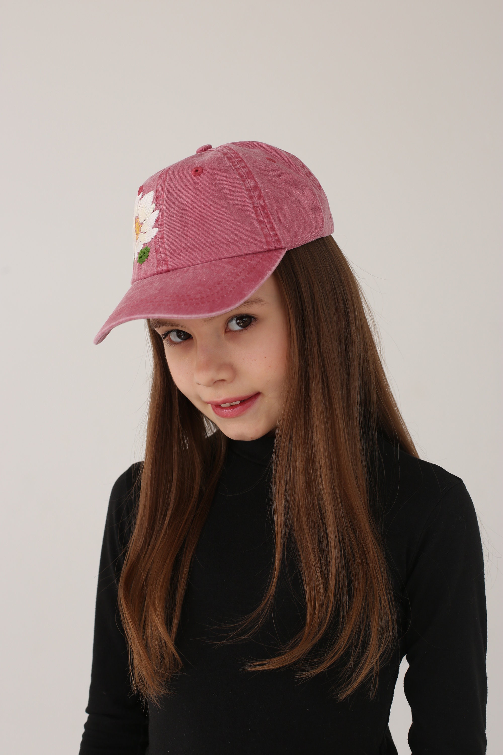 Hand embroidered kids baseball cap with flowers Etsy