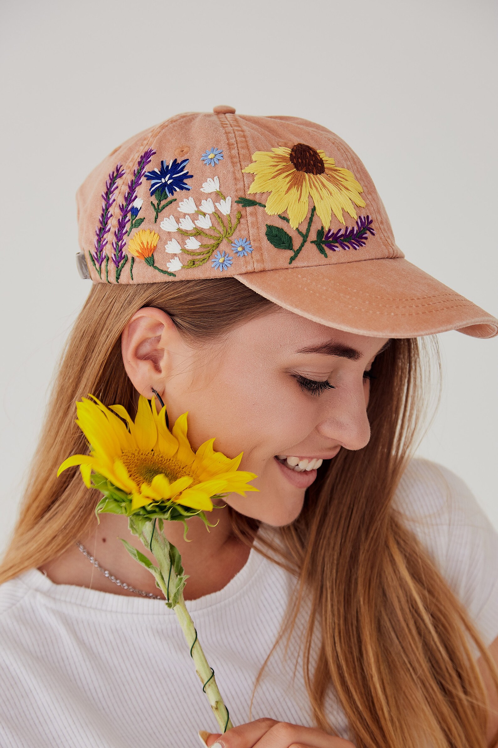 Custom Hand Stitched Hat / Hand Embroidered Hat / Floral Hat / Etsy