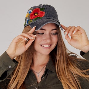 Hand Embroidered Hat, Baseball Cap, Ball Cap, Dad Hat, Custom Embroidery Hat, Floral Embroidery Hat, Flower Dad Hat, Embroider Woman Cap image 3