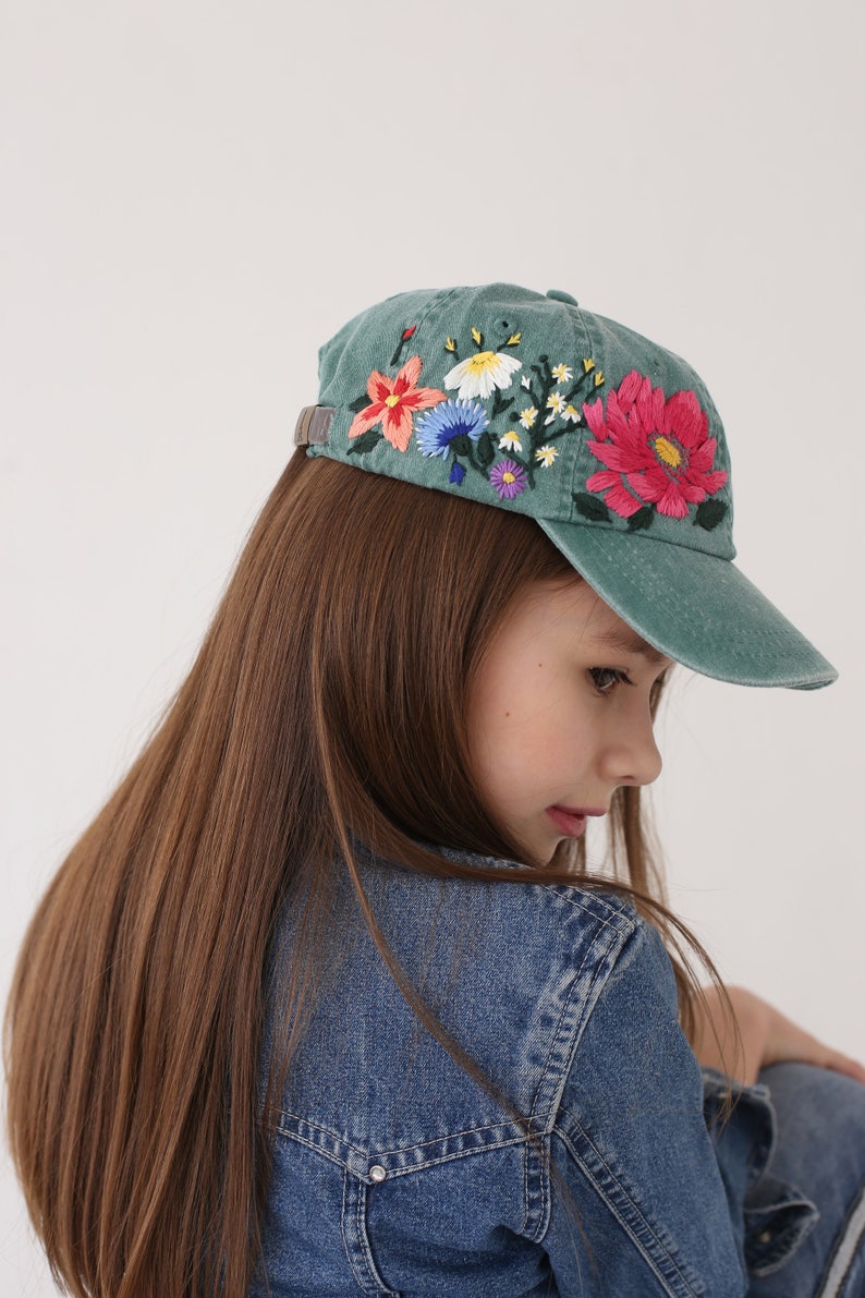 Hand embroidered hat Kids baseball hat Girls baseball cap Etsy