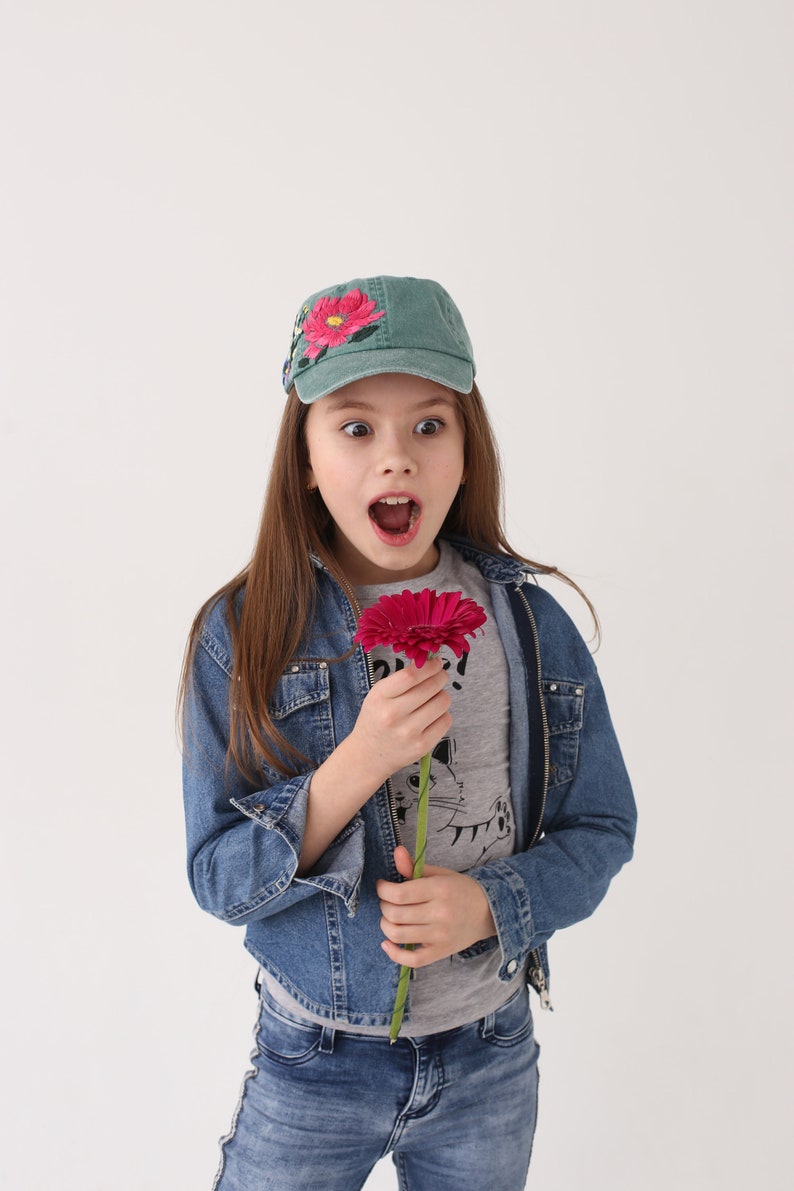Hand embroidered hat Kids baseball hat Girls baseball cap Etsy