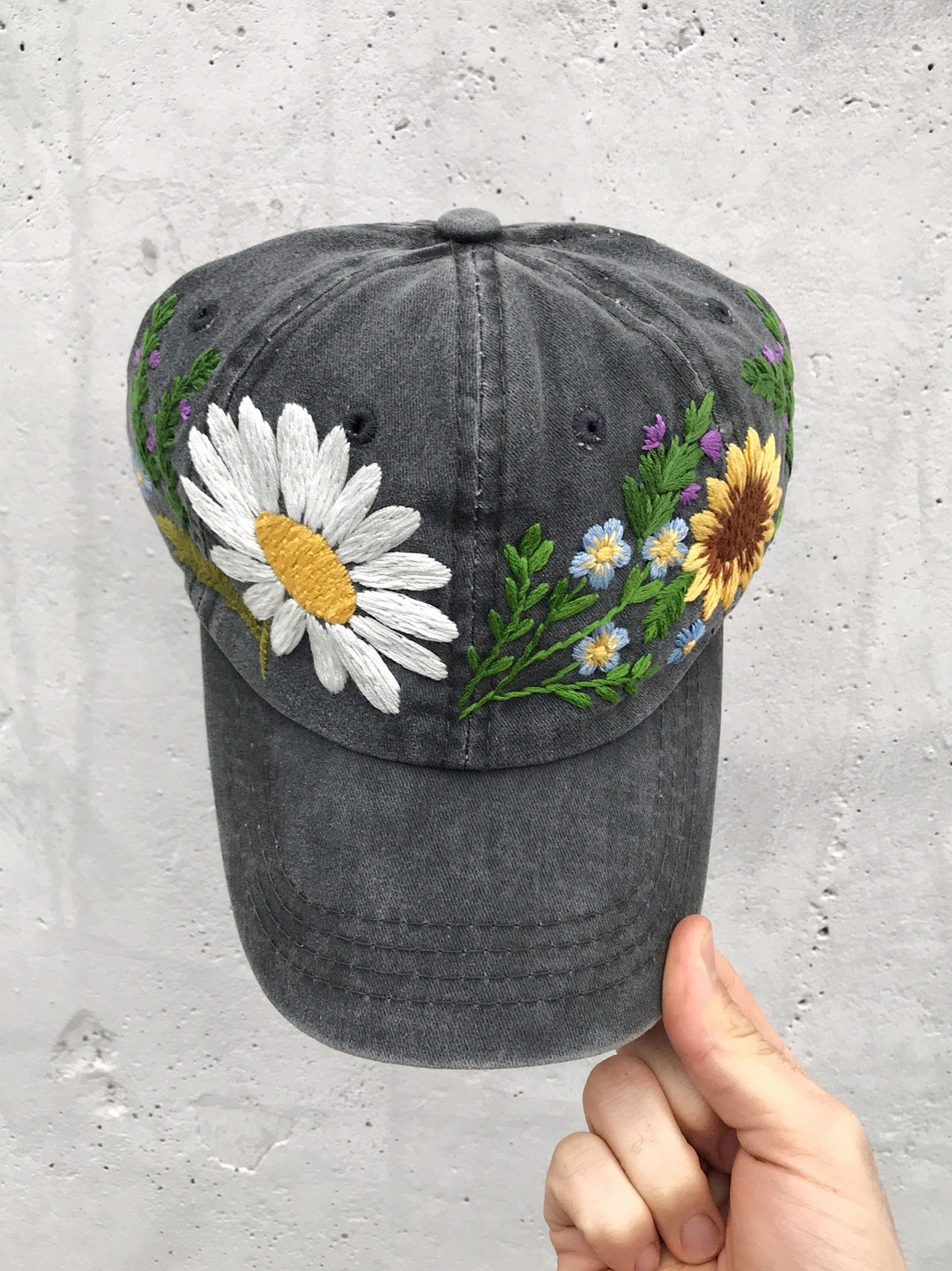 Embroider Flower Hat Hand Embroider Hat Embroider Cap Etsy