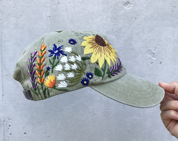 Hand Embroidered Hat Custom Embroidered Baseball Cap for Women ...