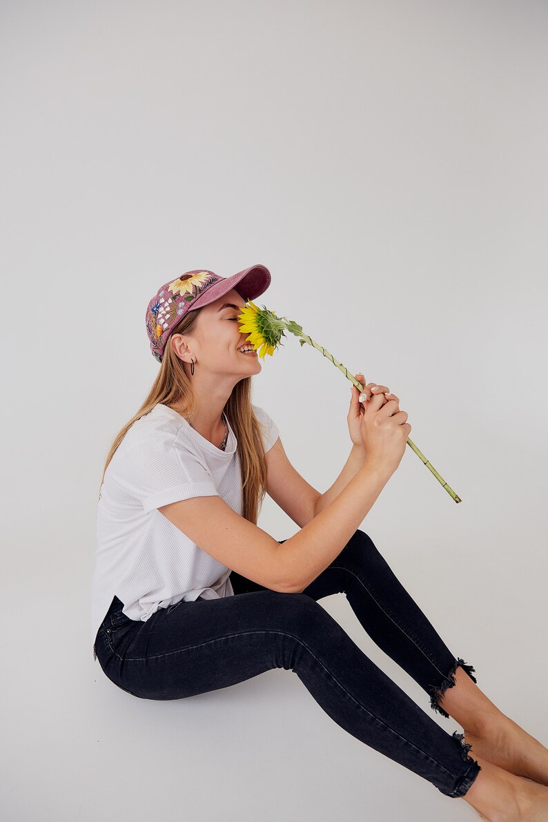 Custom Baseball Cap/ Hat / Baseball Mom Hat / Vintage Baseball Cap / Embroidered Baseball Cap / Gift For Women / Botanical hat / Beach Hat image 8