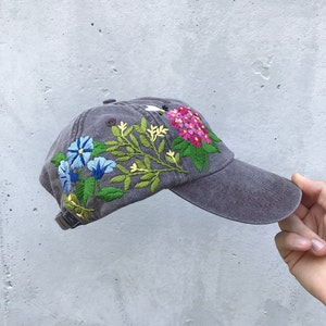 Floral Embroidered Hat - Etsy Floral Embroidered Hat - Etsy