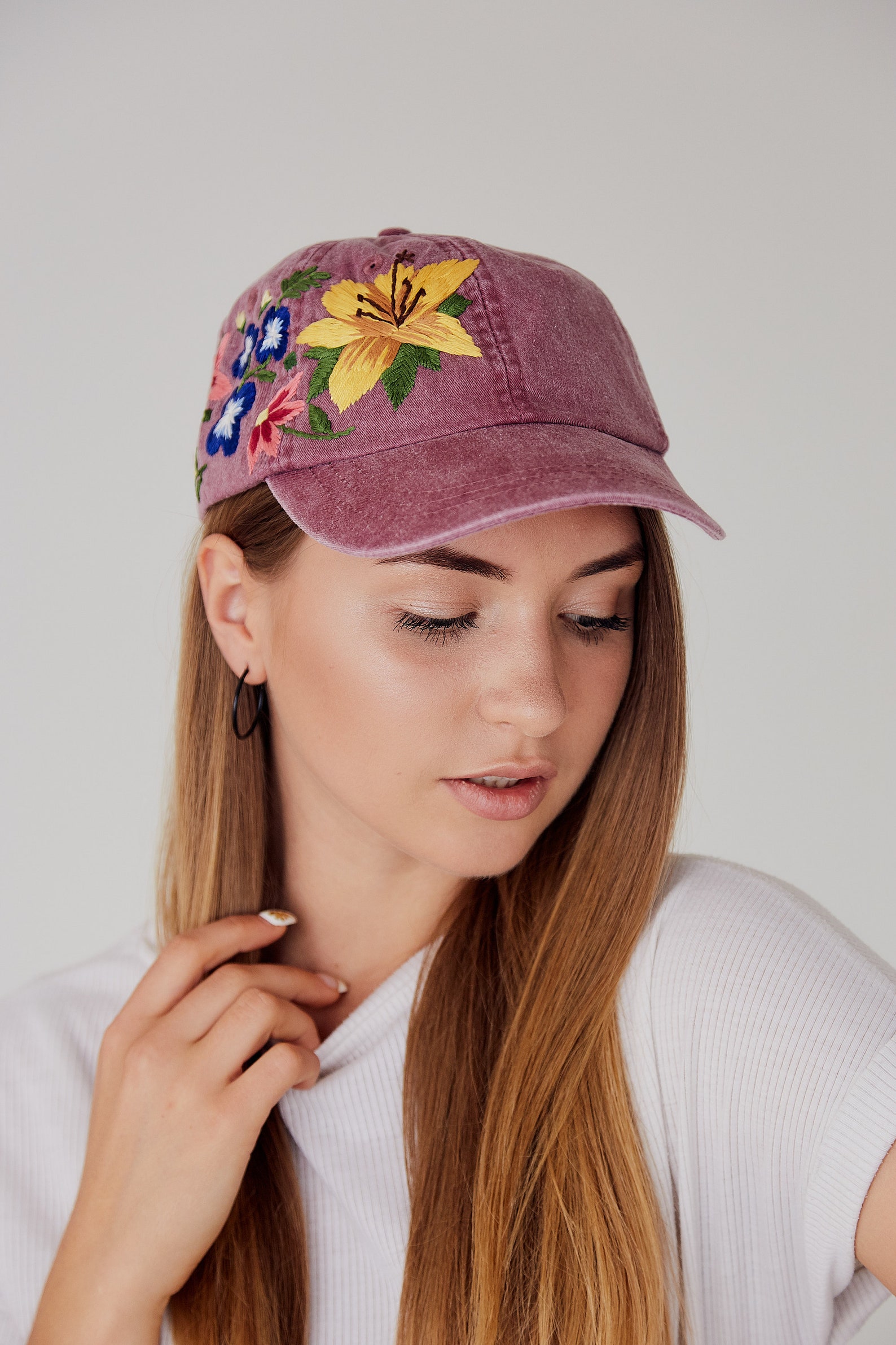 Embroider Flower Hat Hand Embroider Hat Embroider Cap Etsy