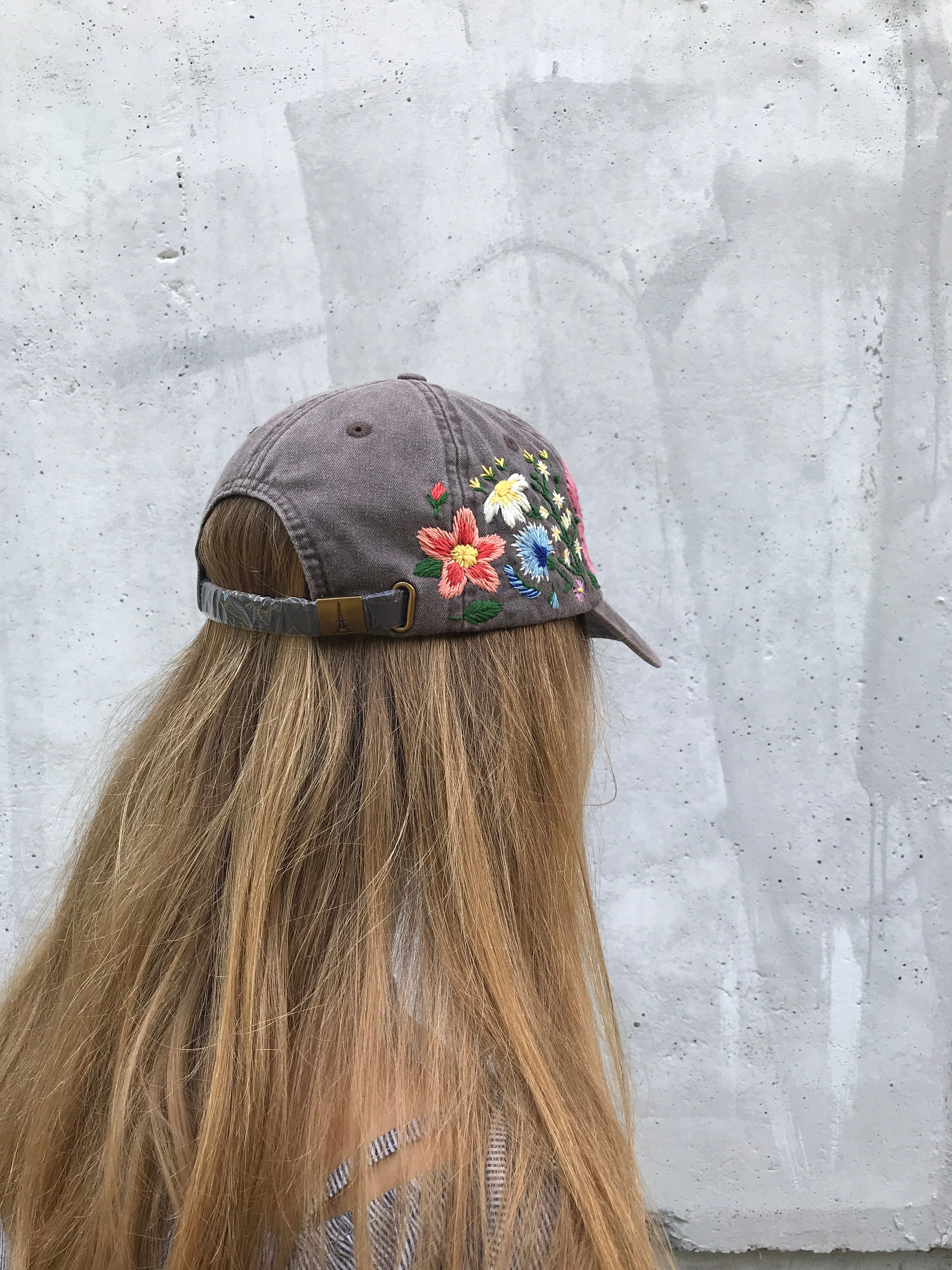 Hand Embroidered Hat / Custom Embroidered Cap /floral Hat / | Etsy