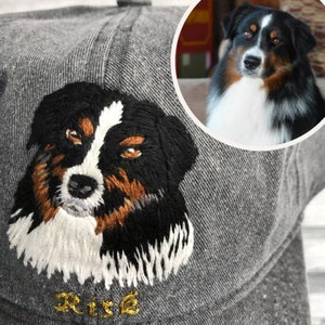 Dog mom hat, Custom embroidery pet hat, pet memorial, Personalized baseball hat dog face portrait, Customized dog dad hat dog mom gift image 7