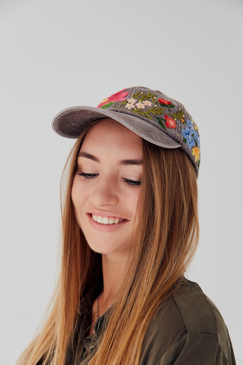 Hand Embroidered Hat / Custom Embroidered Hat / Floral Etsy