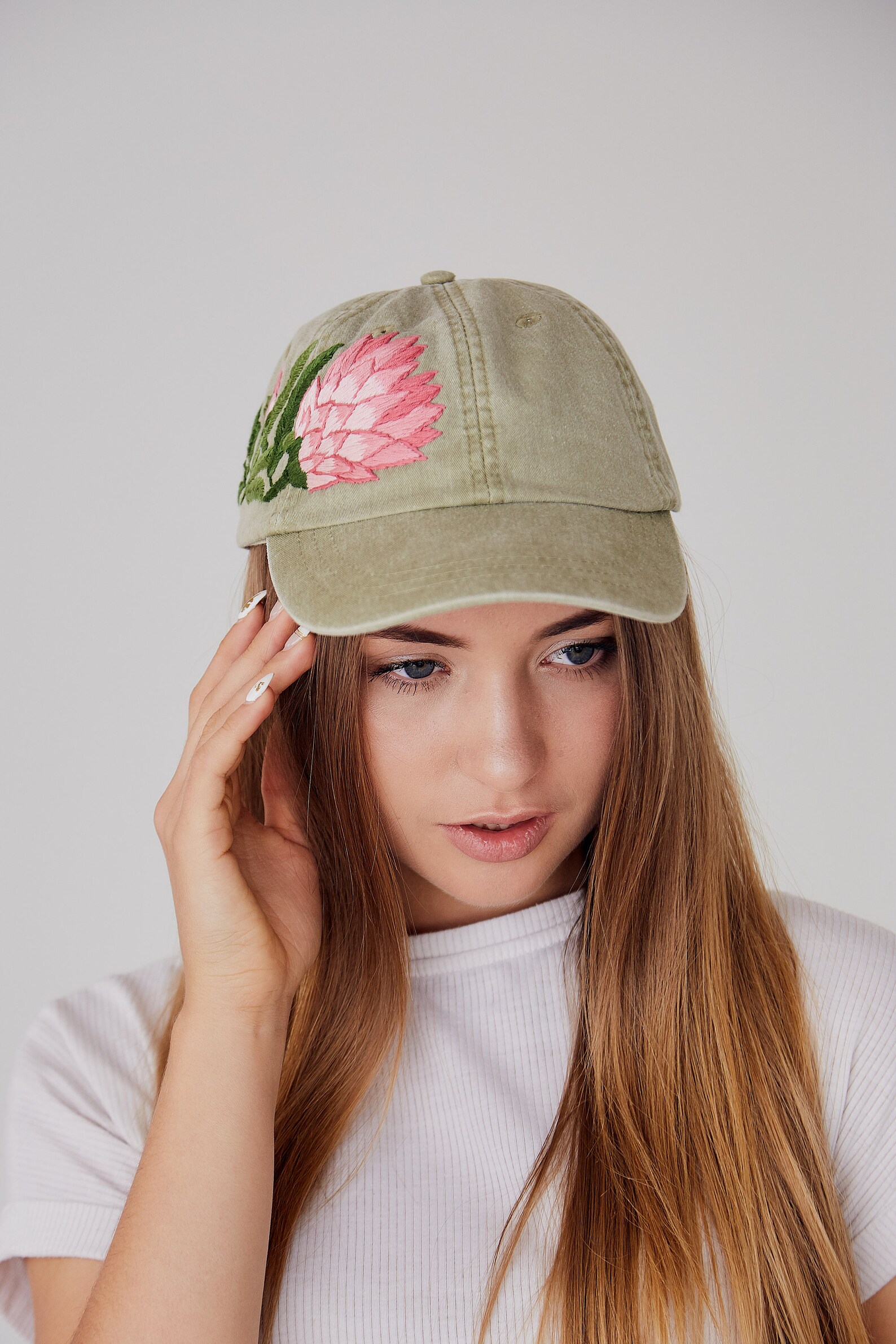 Hand Embroidered Baseball Cap With Protea Etsy
