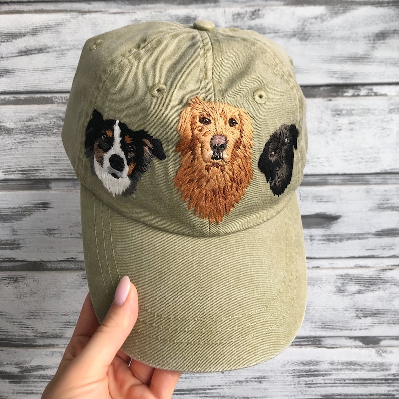 Dog mom hat, Custom embroidery pet hat, pet memorial, Personalized baseball hat dog face portrait, Customized dog dad hat dog mom gift image 9