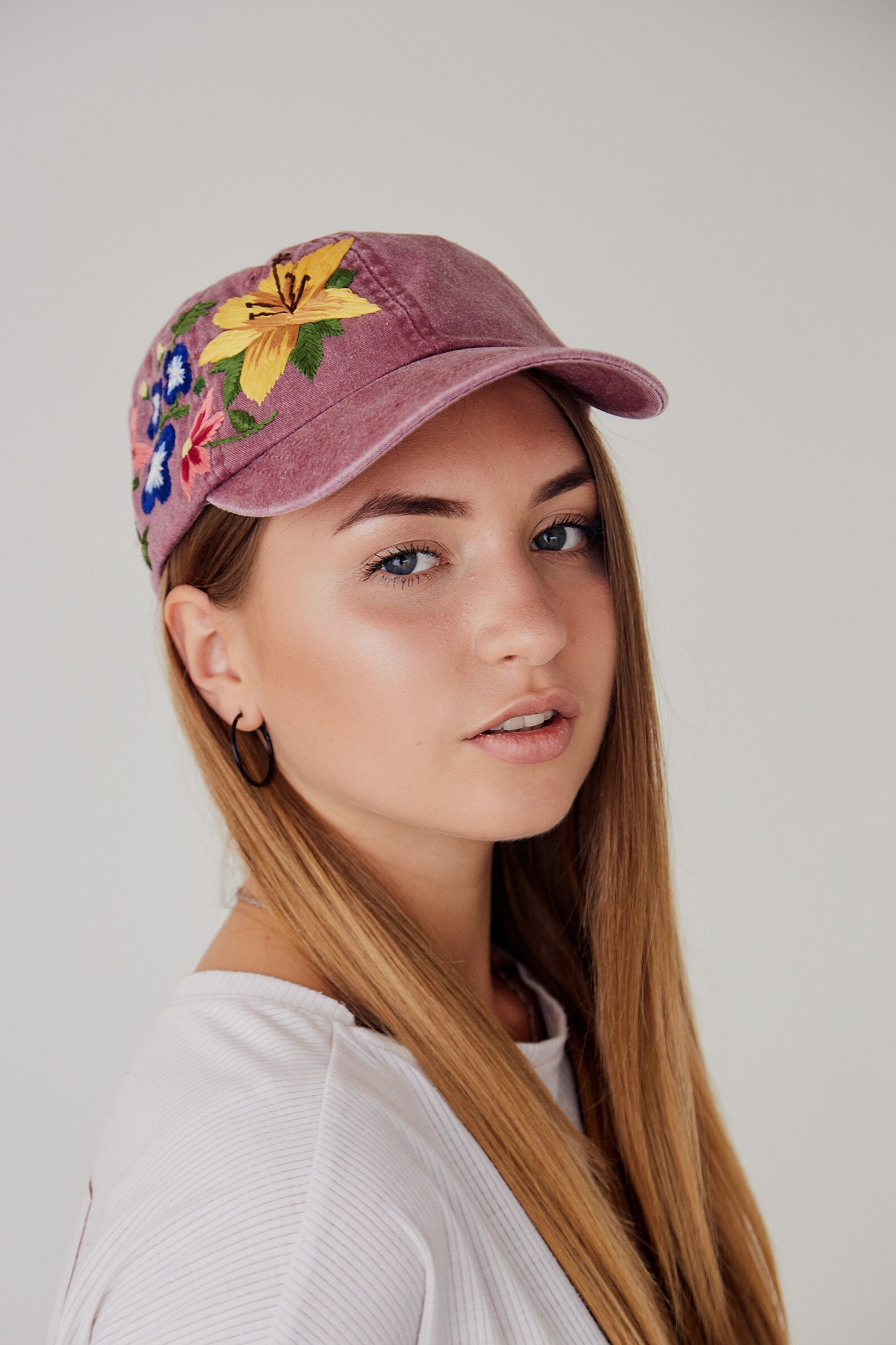 Embroider Flower Hat Hand Embroider Hat Embroider Cap Etsy