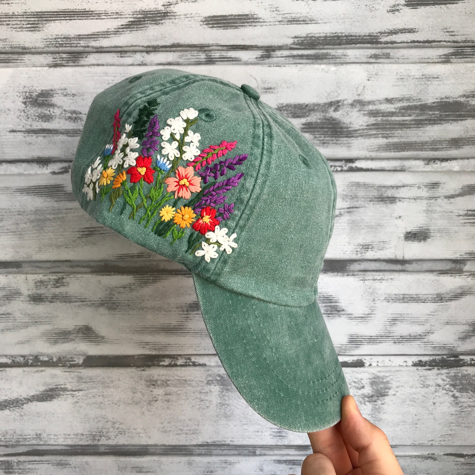 Hand Stiched Baseball Cap With Lavender and Botanical Flowers | Etsy