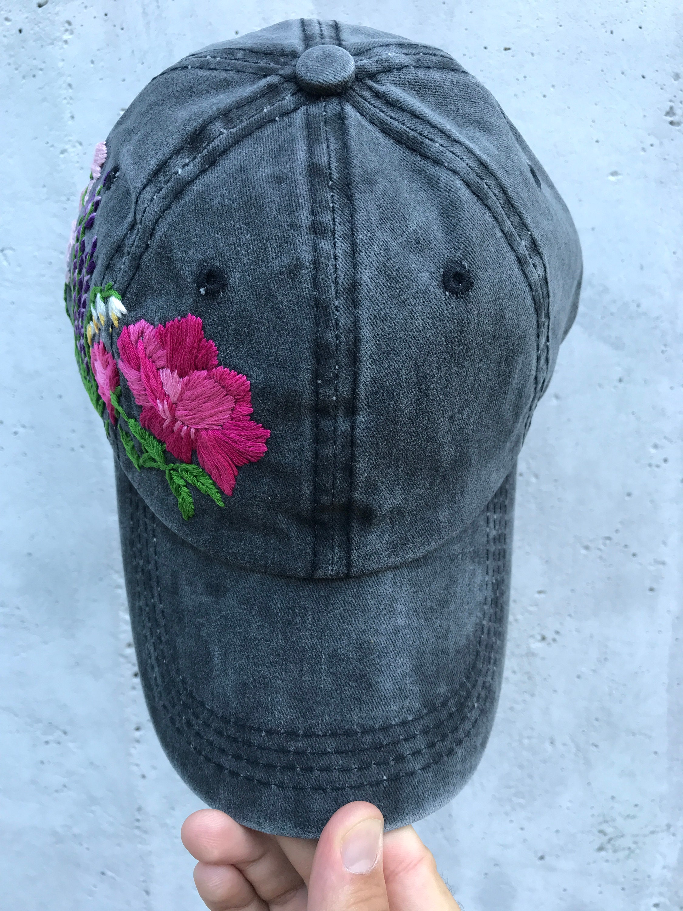 Hand Embroidered Hat / Custom Embroidered Hat / Floral | Etsy