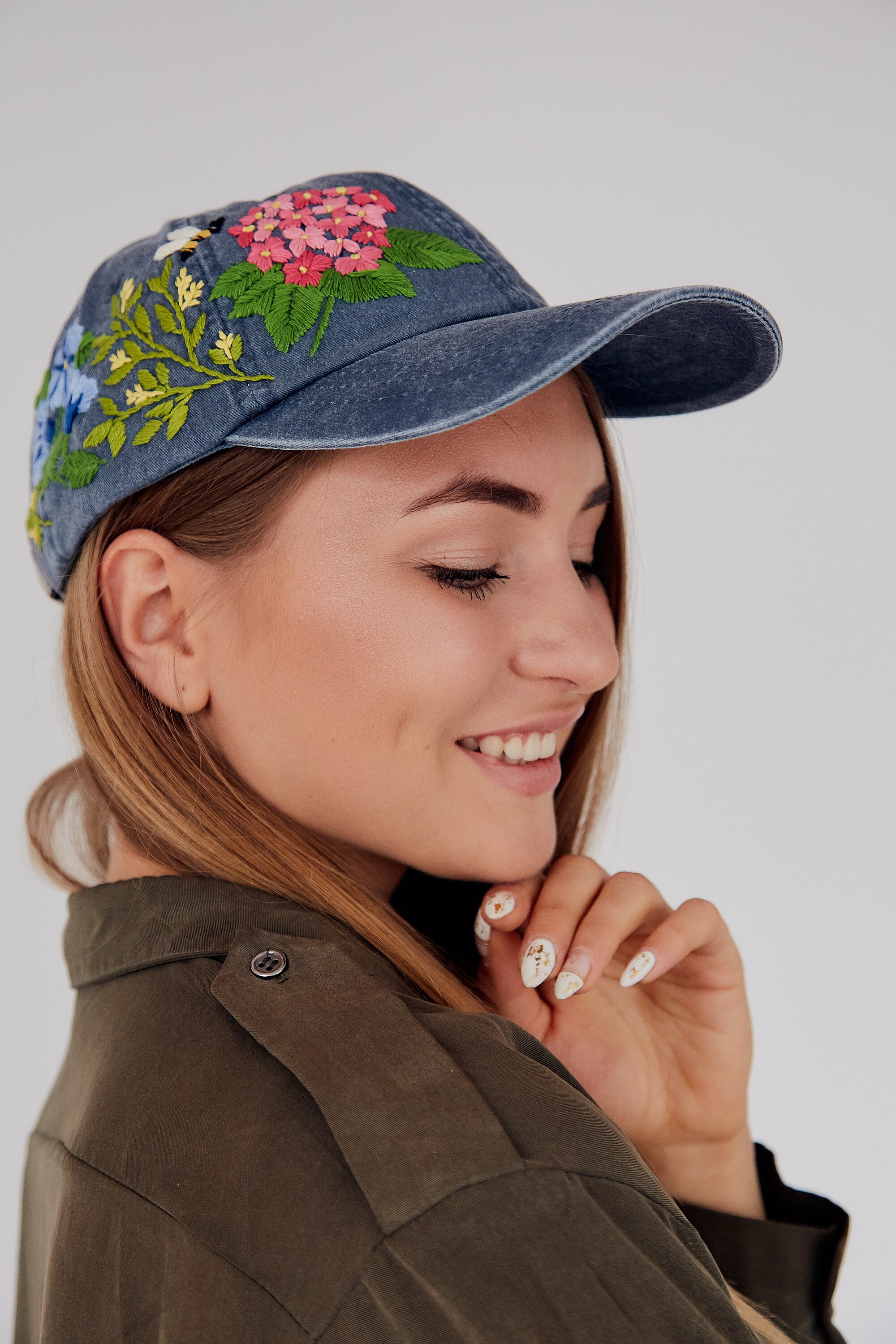 Custom Flower Embroidered Baseball Hats for women Womens Etsy