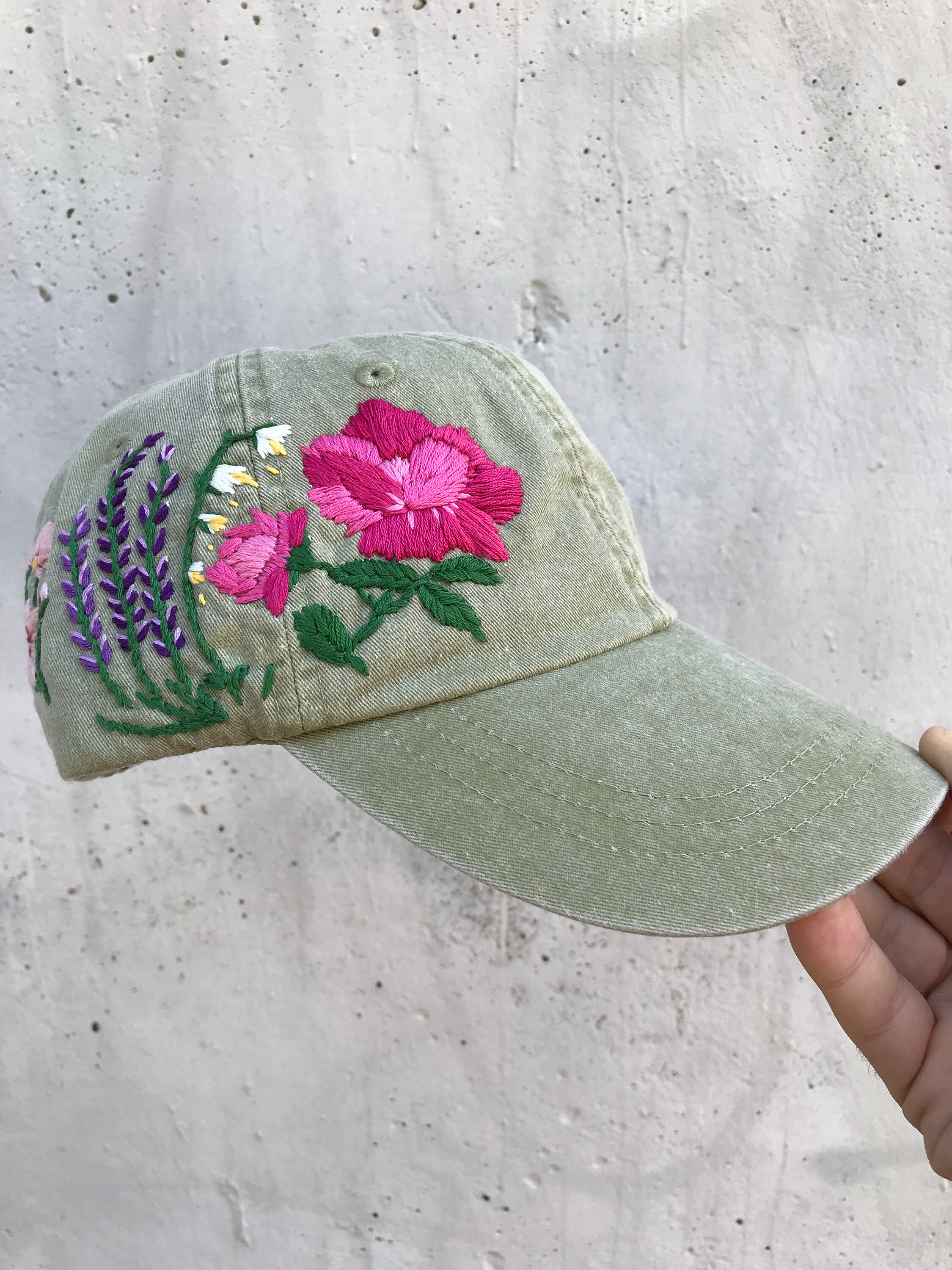 Custom Hand Stitched Hat / Hand Embroidered Hat / Floral hat / | Etsy