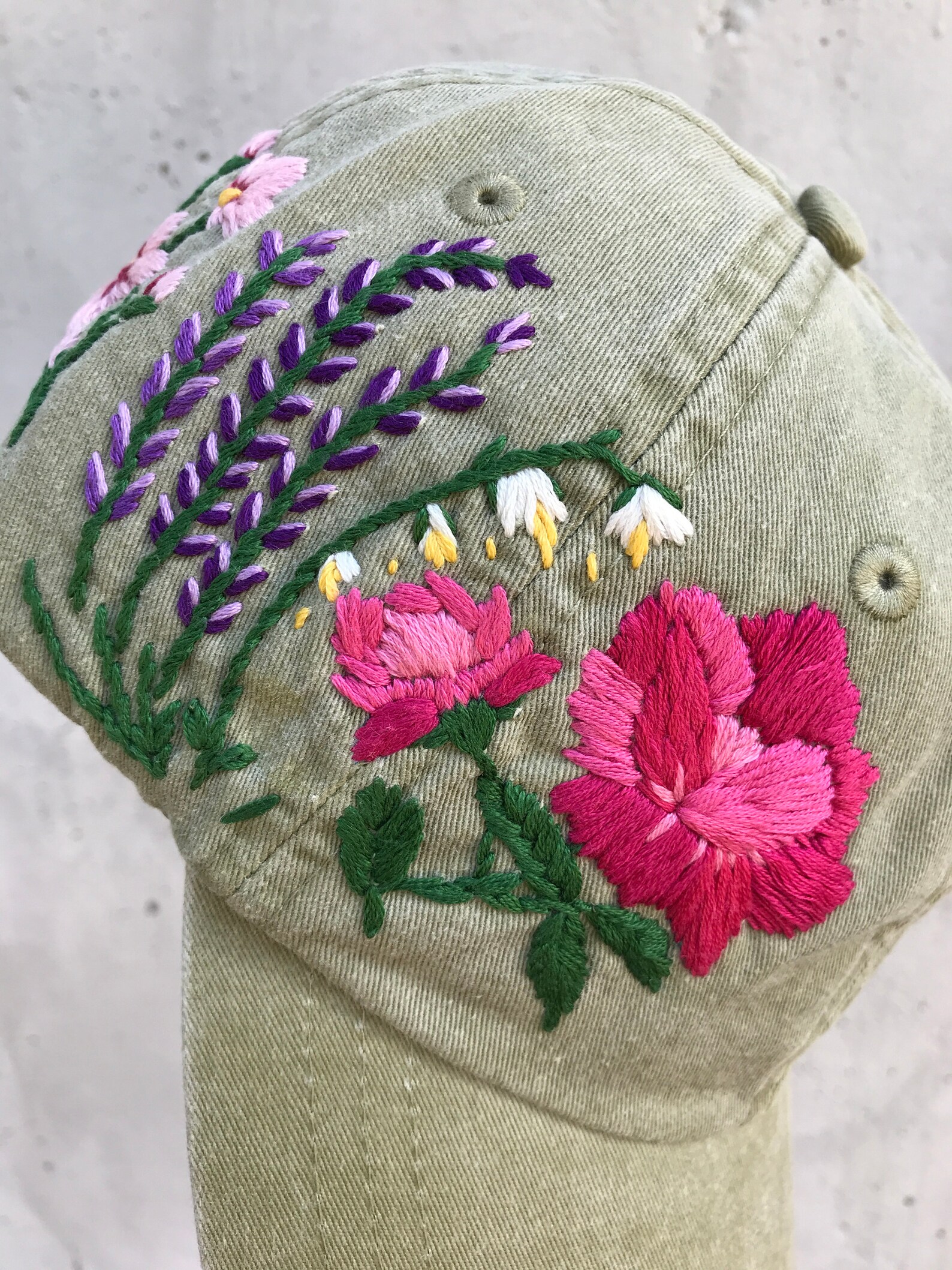 Custom Hand Stitched Hat / Hand Embroidered Hat / Floral hat / Etsy