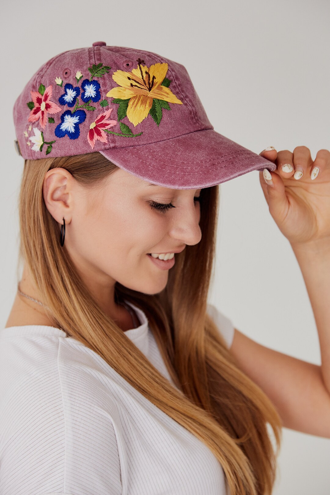 Embroider Flower Hat, Hand Embroider Hat, Embroider Cap, Baseball Cap, Hand Embroidery, Hat