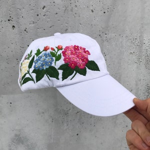 Hand Embroidered Hat, White Baseball Hat, Custom hat, Flowers Hat, Trucker hat, Womens hat, Floral hat, Gift For Women, Gift for Her, Mom image 8