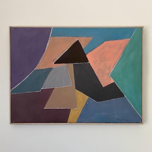 Original Vintage Swedish Abstract Painting / Vintage Art / Modern Art / Scandinavian Art / Wall art / Wall decor