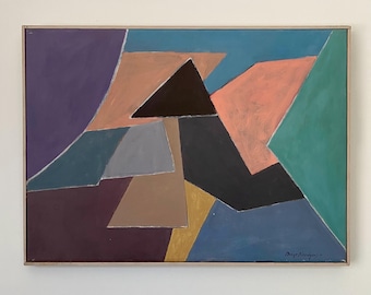 Vintage Swedish Abstract Painting: Bengt Nordquist Signed Art