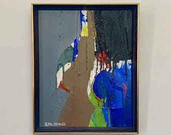 Mid-Century Abstract Painting by Hans Osswald Sweden / Wall decor / Wall art