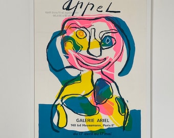 Karel Appel Paris Gallery Exhibition Poster, 1969 Vintage Lithograph