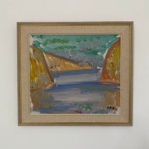 Original Swedish Mid-Century Coastal Landscape Painting / Vintage Art / Modern Art / Scandinavian Art