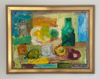 Vintage Mid-Century Swedish Still Life Oil Painting by Hans Larsson